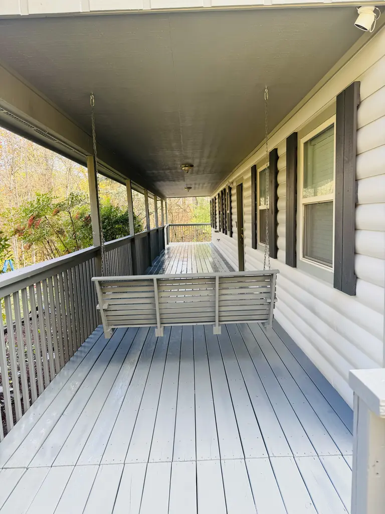Covered porch floor painted gray