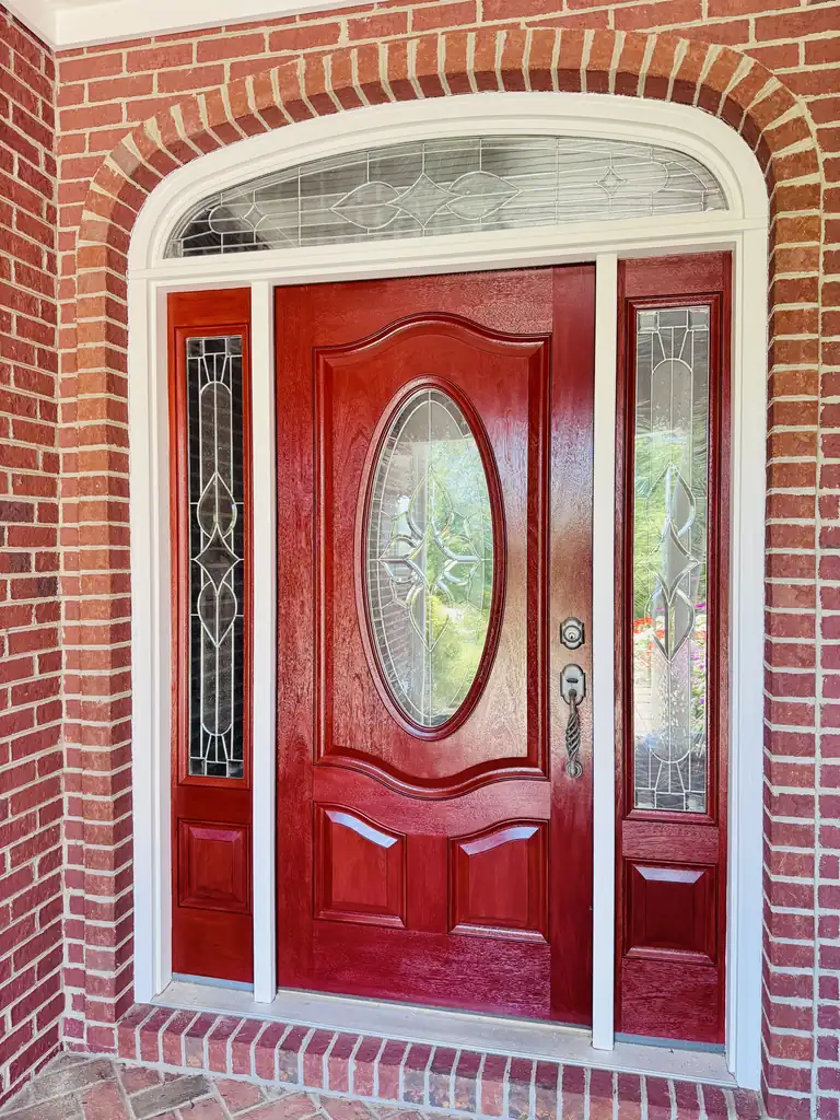 Front door painted red